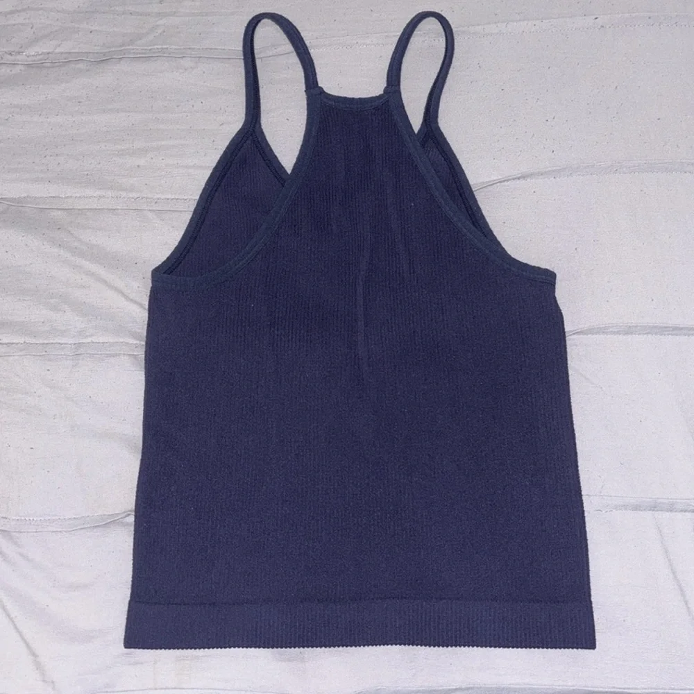 Navy Blue Ribbed Racerback Tank - Picture 4 of 4